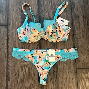 B. Tempted Lace Trimmed Bra and Panty Set